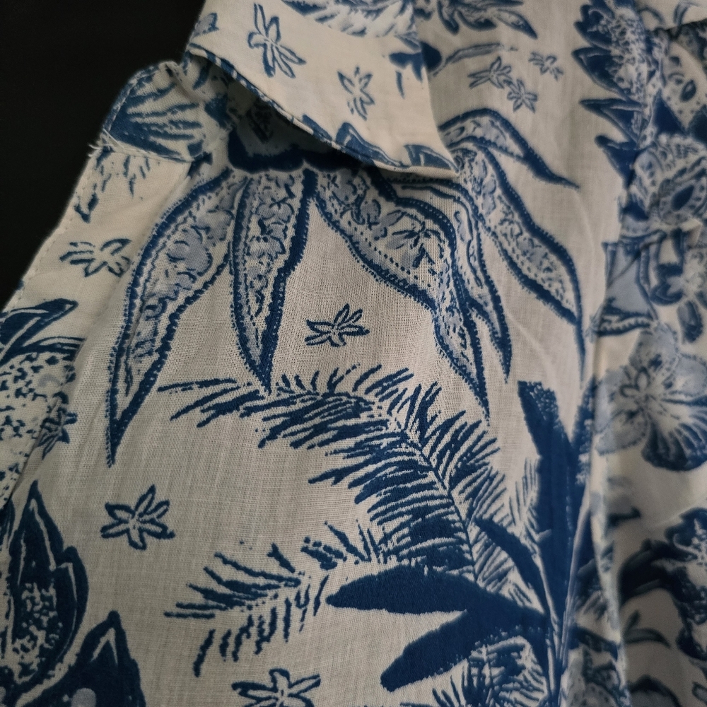 Elan Floral Button-Up Maxi Cotton Dress With Pockets Sz M - Picture 3 of 7